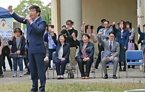 市長・県議(秘書の方が代理出席)、校区在住の市議の方が応援