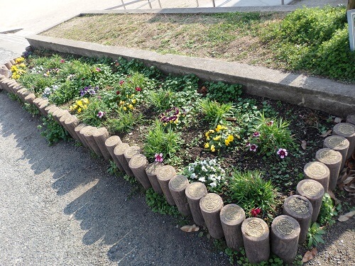 小さな花壇雑草で一杯