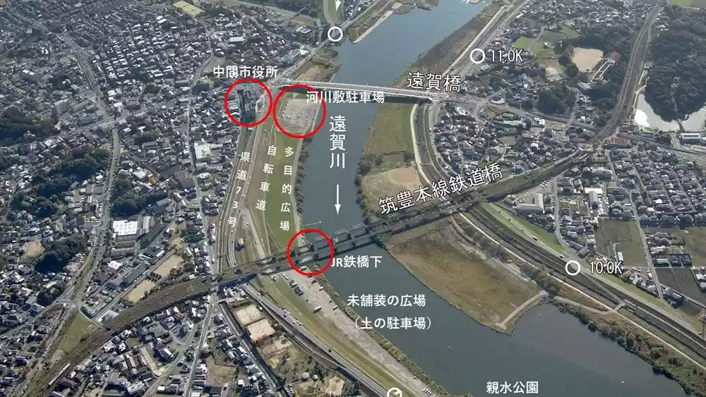 遠賀川下流の航空写真