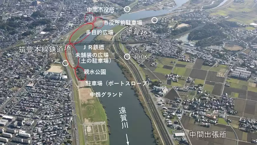 遠賀川下流の航空写真